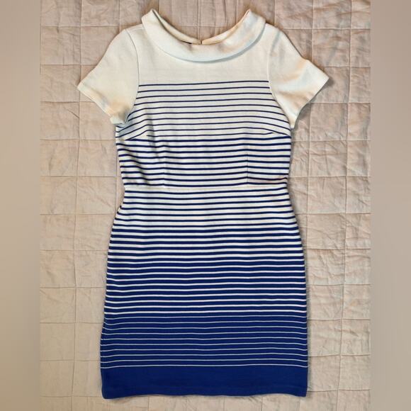 Talbots Blue & White Preppy Nautical Striped Ombre Sheath Dress - 10 Petite - Picture 3 of 10